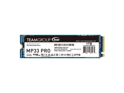 Team Group MP33 PRO M.2 2280 1TB PCIe 3.0 x4 with NVMe 1.3 3D NAND Internal Solid State Drive (SSD) TM8FPD001T0C101