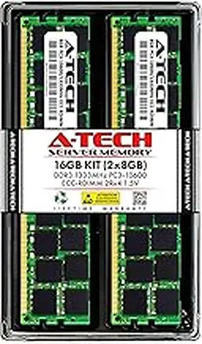 A-Tech 16GB (2x8GB) RAM for Dell PowerEdge R410, R415, R510, R515, R610, R710, R715, R815 Servers | DDR3 1333MHz ECC-RDIMM PC3-10600 2Rx4 1.5V 240-Pin ECC Registered DIMM Server Memory Upgrade Kit