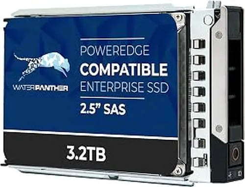 Water Panther 3.2TB SAS 12Gbps 2.5-inch x 15mm Enterprise SSD in 14G/15G/16G Tray Compatible with Dell PowerEdge Servers 0XCRDV 07WJWT R740 R750 T350 R7625 C6520 MX760c XE8545 (Renewed)