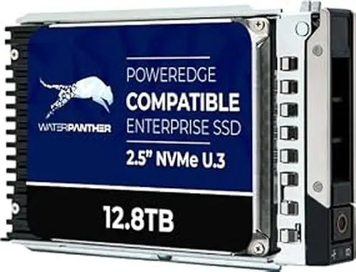 Water Panther 12.8TB 3D TLC PCIe 5.0 x4 NVMe U.3 2.5" SSD for Dell PowerEdge Servers | Mixed-Use | Enterprise Solid State Drive in 16G Tray Compatible with 1VGG0 R440 R750