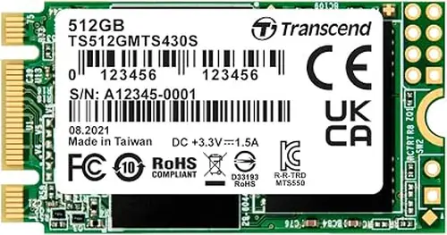 Transcend 512GB MTS430S M.2 SATA III 2242 SSD, Dram Cache, B+M Key