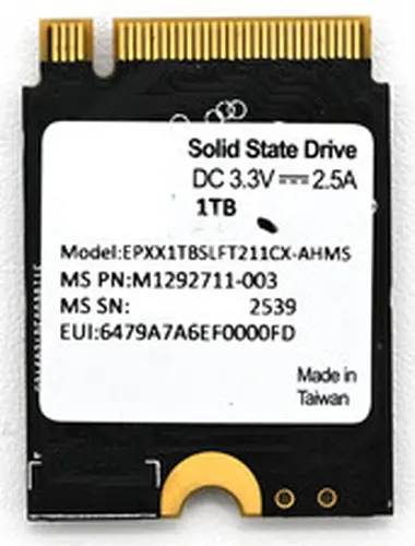 1TB MS M.2 2230 NVMe PCIe 4.0x2 SSD EPXX1TBSLFT211CX-AHMS Xbox Pull M1292711-003