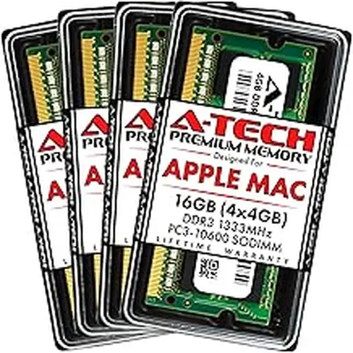 A-Tech 16GB (4x4GB) RAM for Apple iMac (Mid 2010, Mid 2011, Late 2011) | DDR3 1333MHz PC3-10600 204-Pin SODIMM Memory Upgrade Kit