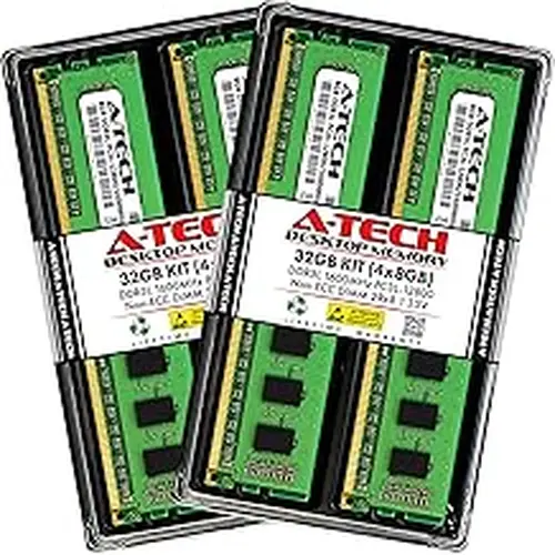 A-Tech 32GB Kit (4x8GB) RAM for Dell OptiPlex 5040 (SFF/MT) | DDR3/DDR3L 1600 MHz DIMM PC3L-12800 UDIMM Memory Upgrade