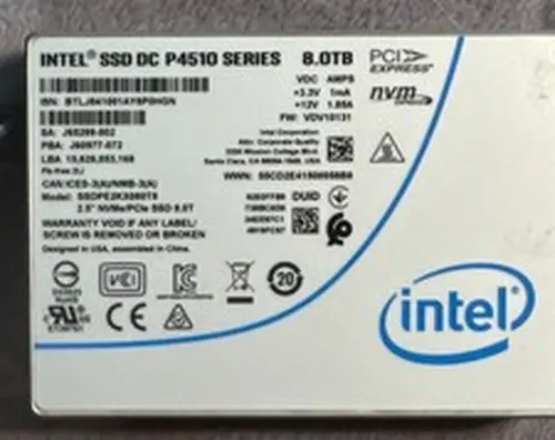 8TB NVMe Intel U.2.5" Enterprise 620K IOPS PCle 3.0 x4 SSD 3D TLC DC P4510