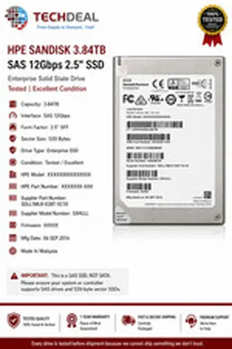 HPE SanDisk 3.84TB SAS 12Gb/s 2.5" Enterprise SSD 520 Byte SXHLLL