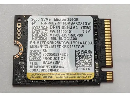 Micron 256GB 2650 M.2 2230 NVMe PCIe Gen4 x4 SSD - OEM Internal Solid State Drive - MTFDKBK256TGW-1BP1AABDA, for Laptop Desktop