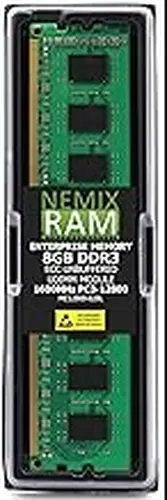 NEMIX RAM 8GB (1X8GB) DDR3 1600MHz PC3-12800 2Rx8 1.35V 240-PIN ECC UDIMM Unbuffered Memory