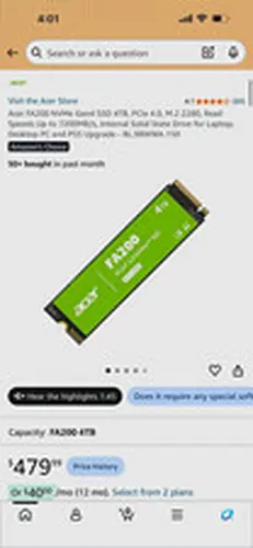 Acer FA200 2TB PCIe Gen4 x4 NVMe M.2 2280 Internal SSD BL.9BWWA.125