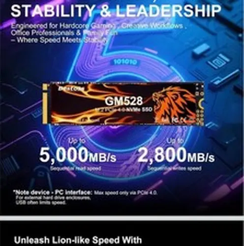 Bestoss 512GB M.2 SSD NVMe PCIe4.0 2280 Internal Hard Drive, Up to 5000MB/s