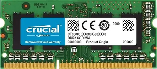 Crucial 4GB Single DDR3/DDR3L 1866 MT/s (PC3-14900) Unbuffered SODIMM 204-Pin Memory - CT51264BF186DJ
