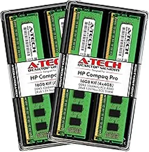 A-Tech 16GB (4 x 4GB) Max RAM for HP Compaq 6000 Pro - (Small Form Factor & Microtower) - DDR3 1066MHz PC3-8500 Non-ECC DIMM Memory Upgrade Kit
