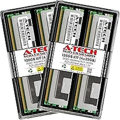 A-Tech 128GB Kit (4x32GB) RAM for ASUS RS920-E7/RS8, RS926-E7/RS8 Rack Server | DDR3 1866MHz PC3-14900 ECC LRDIMM 4Rx4 1.5V 240-Pin Load Reduced DIMM Memory Upgrade