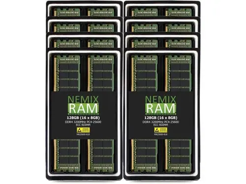NEMIX RAM 128GB (16X8GB) DDR4 3200MHZ PC4-25600 1Rx8 1.2V CL22 288-PIN ECC RDIMM Registered Server Memory Compatible with Tyan Transport CX...