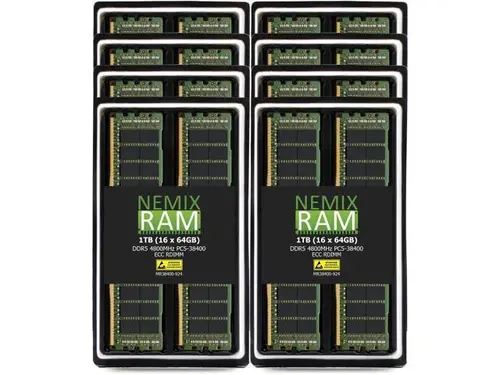 NEMIX RAM 1TB (16X64GB) DDR5 4800MHZ PC5-38400 2Rx4 1.1V CL40 288-PIN ECC RDIMM Registered Server Memory KIT Compatible with THINKMATE...