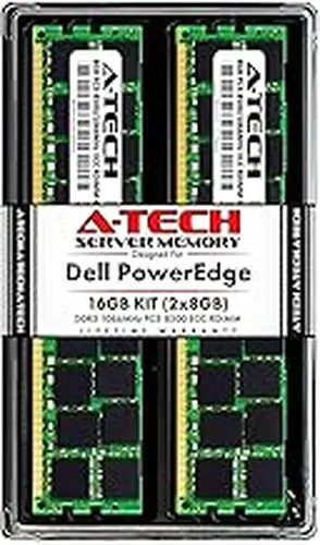 A-Tech 16GB (2x8GB) RAM for Dell PowerEdge R310, T310, R810, R810 II, R910, R910 II, M910, M910 II | DDR3 1066MHz ECC-RDIMM PC3-8500 4Rx8 1.5V 240-Pin ECC Registered DIMM Server Memory Upgrade Kit