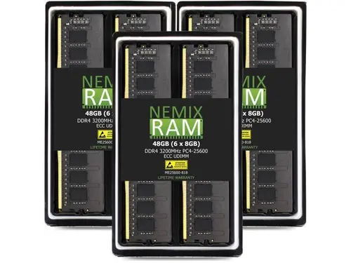 NEMIX RAM 48GB (6X8GB) DDR4 3200MHZ PC4-25600 1Rx8 1.2V CL22 288-PIN ECC Unbuffered UDIMM KIT Compatible with THINKMATE TWX-XS4-14W3 Tower Servers