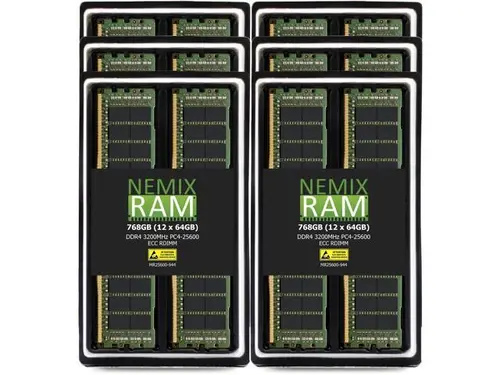 NEMIX RAM 768GB (12X64GB) DDR4 3200MHZ PC4-25600 4Rx4 1.2V CL22 288-PIN ECC RDIMM Registered Server Memory Compatible with THINKMATE...