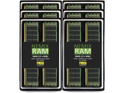 NEMIX RAM 96GB (12X8GB) DDR4 3200MHZ PC4-25600 1Rx8 1.2V CL22 288-PIN ECC RDIMM Registered Server Memory Compatible with THINKMATE...