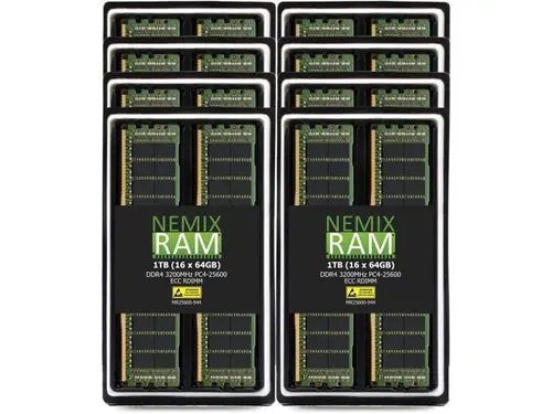 NEMIX RAM 1TB (16X64GB) DDR4 3200MHZ PC4-25600 4Rx4 1.2V CL22 288-PIN ECC RDIMM Registered Server Memory Compatible with THINKMATE...