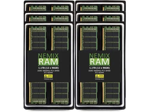 NEMIX RAM 128GB (8X16GB) DDR5 4800MHZ PC5-38400 1Rx8 1.1V CL40 288-PIN ECC RDIMM Registered Server Memory Compatible with THINKMATE RAX-QE12...