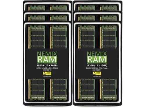 NEMIX RAM 192GB (12X16GB) DDR4 3200MHZ PC4-25600 2Rx8 1.2V CL22 288-PIN ECC RDIMM Registered Server Memory Compatible with THINKMATE SBGrid-CryoEM...