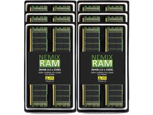 NEMIX RAM 384GB (12X32GB) DDR4 3200MHZ PC4-25600 2Rx8 1.2V CL22 288-PIN ECC RDIMM Registered Server Memory Compatible with THINKMATE...