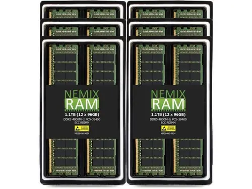 NEMIX RAM 1.1TB (12X96GB) DDR5 4800MHZ PC5-38400 2Rx4 1.1V CL40 288-PIN ECC RDIMM Registered Server Memory KIT Compatible with THINKMATE Supermicro...