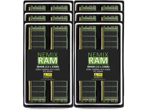 NEMIX RAM 384GB (12X32GB) DDR4 3200MHZ PC4-25600 2Rx4 1.2V CL22 288-PIN ECC RDIMM Registered Server Memory KIT Compatible with THINKMATE Supermicro...