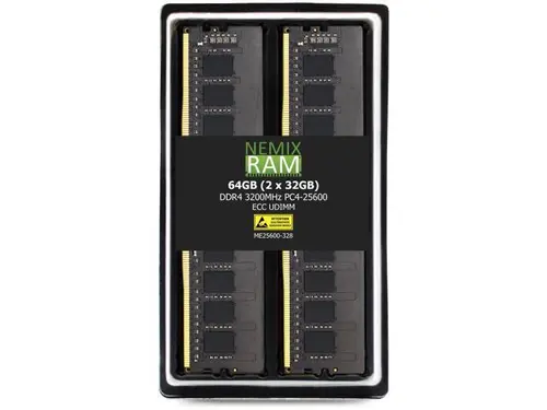 NEMIX RAM 64GB (2X32GB) DDR4 3200MHZ PC4-25600 2Rx8 1.2V CL22 288-PIN ECC Unbuffered UDIMM KIT Compatible with Gigabyte B550-AORUS Motherboard